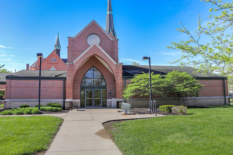 Exterior view of the Pontiac Branch showing the front entrance.