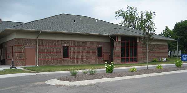 Exterior view of the Grabill Branch showing the front entrance.