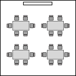 disposición de asientos estilo banquete