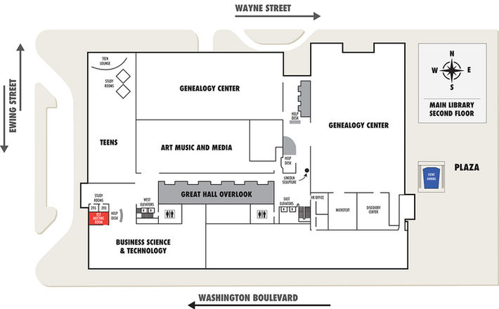 Mapa de la biblioteca en la segunda planta