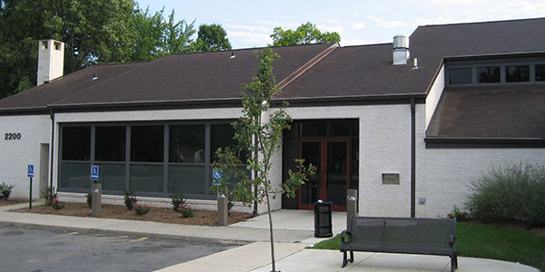 Exterior view of the Waynedale Branch showing the front entrance.