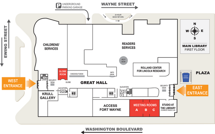 Plano de la primera planta de la biblioteca